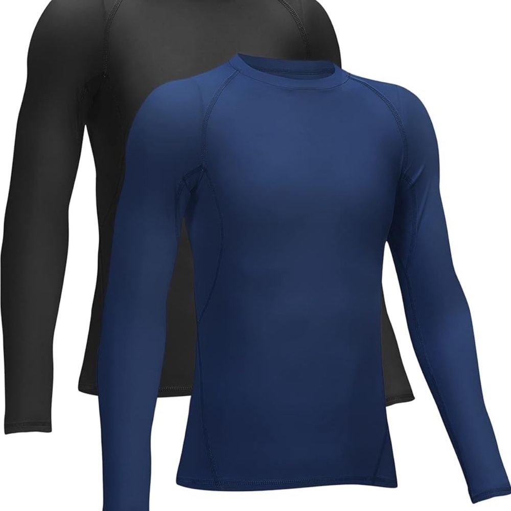 Black and Blue Long Sleeve Compression Shirts (057)